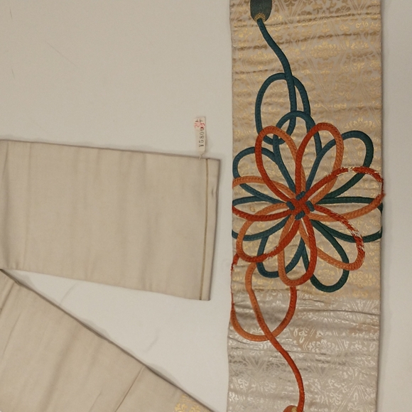 Vintage Obi Authentic Japanese from Japan mid century f 90's Neutrals & Metallic - Picture 7 of 12